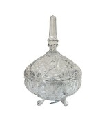 Crystal Cut Glass Footed Candy Dish W/ Lid Flowers And Butterflies - £27.15 GBP