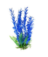 Blue &amp; White Leaf Aquarium Plant 16-17 Inch, Artificial Fish Tank Orname... - $18.76