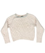 Express Baby Pink Chunky Knit Jeweled Collar Crew Neck Sweater size XS Glam - $490.20 MXN