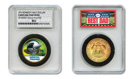 CAROLINA PANTHERS NFL *GREATEST DAD* JFK 24KT Gold Clad Coin SPECIAL LTD... - $229.77 MXN