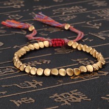Handmade Tibetan Buddhist Bracelet Braided Copper Beads Lucky Rope For Women Men - £10.24 GBP
