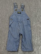 Vintage Oshkosh B&#39;Gosh Overalls Toddler 18M Blue White Striped Train Engineer - £19.12 GBP