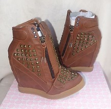First Love by Penny Loves Kenny brown High top Wedge Sneakers wink sz 8 new - £48.28 GBP