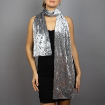 Velvet wrap shawl scarf Winter wedding shrug elegant accessory 190 cm Silver gre - $28.00