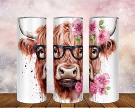 Skinny Tumbler with Straw, 20oz Highlander Cow, awd-t25 - £28.90 GBP