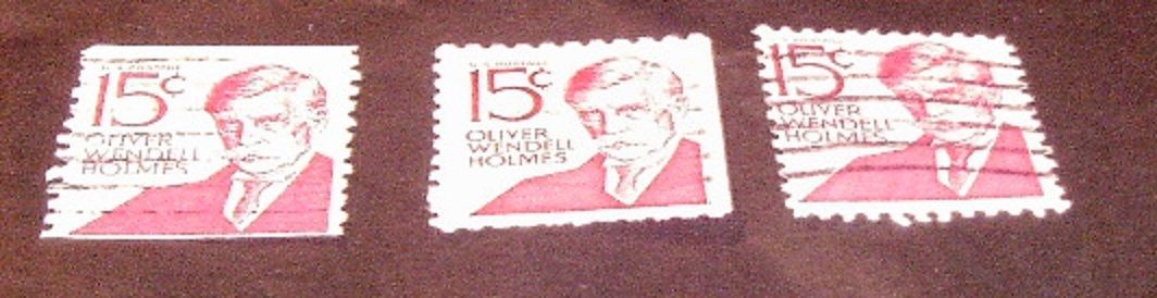 Oliver Wendell Holmes 15 Cent Coil U.S.Postage Stamp For Collection Set 3 stamps - £1.55 GBP