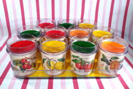 COOL 1980s Thermo-Serv 12pc Fruit Blossoms Insulated Tumblers &amp; Tray Ser... - $38.00