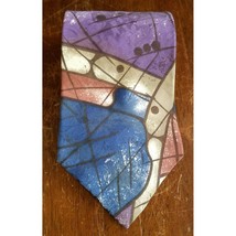 Zylos George Machado Blue Purple Tan Red Abstract Mens Necktie Tie 100% ... - £7.72 GBP