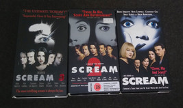 Lot of 3  Scream 1 2 3 VHS Tapes Courtney Cox Wes Craven Canadian OOP - £25.54 GBP