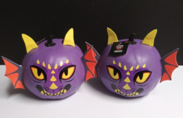 Hyde and Eek! Target Halloween 2021 Purple Dragon Pumpkin Pair Decor 7&quot;h each - £19.90 GBP