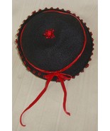 Vintage Women&#39;s Evelyn Varon Model Black and Red Hat 22 - $19.79