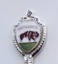 Collector Souvenir Spoon USA North Dakota Bison Buffalo Emblem Fluted Bowl - £2.35 GBP