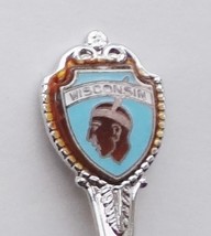Collector Souvenir Spoon USA Wisconsin Native Indian Brave Cloisonne Emblem - £2.40 GBP