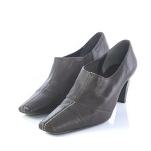 Sesto Meucci Dark Brown Leather Split Toe Heeled Loafers Shoes Womens 8.5 Italy - £31.56 GBP