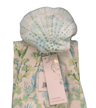 Shell Coral Hanging Dish Towels Summer Beach House Cottage Set of 2 Blue Green - £23.00 GBP