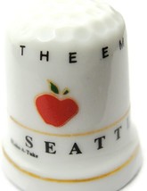 The Emerald City Seattle Washington Vtg Porcelain Thimble Double Gold Trim Band - £9.48 GBP