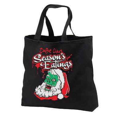 Zombie Claus Seasons Eatings New Black Tote Bag, Pop Culture Fun - £14.37 GBP