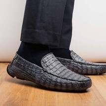 Remo Genuine Caiman Slip On Driving Loafers Gray image 10