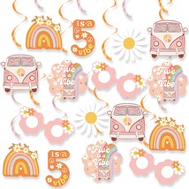 Groovy 5Th Birthday Party Decorations,Five Is A Vibe Hanging Swirl Decorations H - £17.63 GBP
