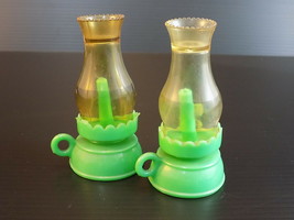 Cute Vintage Plastic Tiny Hurricane Lamps Adorable Little Toy Oil Lamps 1950&#39;s - £9.51 GBP