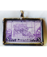 VTG Sterling Silver 925 1836-1936 Oregon Territory real postage stamp Pe... - £74.07 GBP