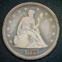  1875-S Twenty Cent Piece!! Very Original Silver US Coin!!!         20230046 - £141.58 GBP
