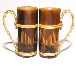 Handmade Bamboo Tea/Coffee/Beer Mug Set of 2, 250ml (Natural Golden Brown Approx - £23.22 GBP