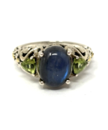 Mystic India Jewelry Blue Kyanite and Green Peridot Silver/18K Ring, Size 6 - $1,746.84 MXN