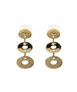 Handmade JenniferLovey Stud Gold Statement Earrings Long 3 Round Circles - $54.80