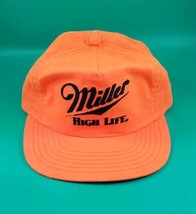 Vintage Miller High Life Strapback Hat Cap Neon Orange Licensed GUC - $19.79