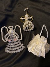 3 Vintage Handmade Christmas Bead Angel ornament Folk Tramp Art - €12,86 EUR