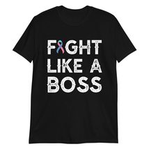 Fight Like a Boss Thyroid Cancer Awareness Blue, Pink &amp; Teal Ribbon T-Shirt - $19.55+