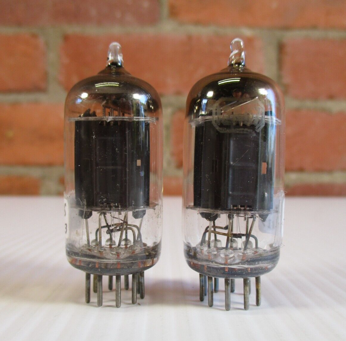 RCA 12AU7 ECC82 Vacuum Tubes Pair Gray Plate Angled Getters TV-7 Tested @ NOS - $39.50