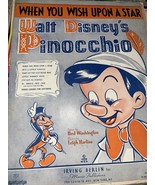 1939 Original sheet music: WALT DISNEY&#39;S PINOCCHIO When You Wish Upon A ... - £4.16 GBP