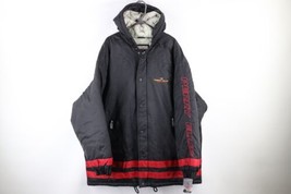 NOS Vtg 90s Perry Ellis Mens 2XL Spell Out Quilt Lined Hooded Parka Jacket Black - $148.45