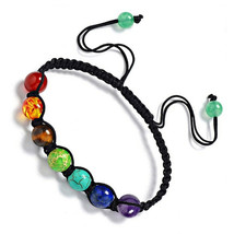 7 Chakra Healing Balance Natural Prayer Stones Braided Yoga Reiki Beads Bracelet - £10.24 GBP