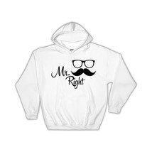 Mr. Right Mustache : Gift Hoodie Husband Man Boss Work Office Funny - £28.90 GBP