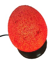 B75R New Raw Stone Texture Glass Egg Red Desk / Table Lamp Tin Base - £17.56 GBP