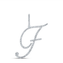 10kt White Gold Womens Round Diamond F Initial Letter Pendant 1/2 Cttw - £319.28 GBP