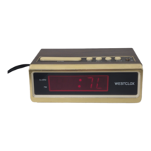 Vintage Westclox Digital Alarm Clock Woodgrain &amp; Cream Model 22649 - £11.83 GBP
