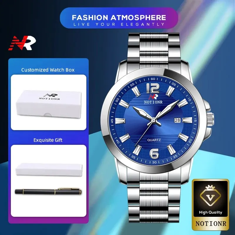 Mens Luxury Silver Stainless Steel Quartz Wristwatch Men Waterproof Watc... - $35.56