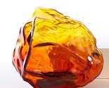Orange Solar Garden Glass Stone Illuminate the Night 5.5&quot; high Garden Wa... - $39.59