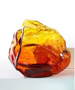 Orange Solar Garden Glass Stone Illuminate the Night 5.5&quot; high Garden Wa... - £31.72 GBP
