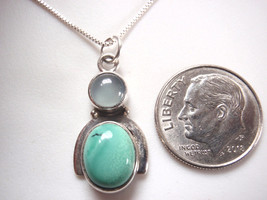 Turquoise and Chalcedony Pendant 925 Sterling Silver you will receive exact item - $11.69