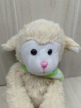Hugfun plush sheep lamb cream white fapastel striped bandana scarf green... - $19.79