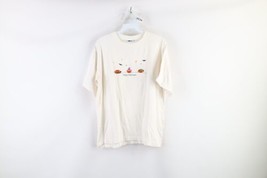 Vtg 90s Streetwear Womens Medium Distressed Spell Out Happy Halloween T-Shirt - £35.57 GBP