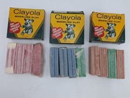 Vintage CLAYOLA Modeling Clay Binney &amp; Smith Crayola NOS Original Box Set of 3 - £21.32 GBP