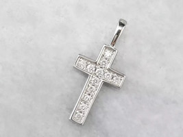 2.00Ct Round Cut Real Moissanite Cross Pendant Necklace 14k White Gold Plated - $113.44