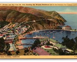 Birds Eye View Avalon Bay Santa Catalina Island CA Linen  Postcard V24 - $2.92