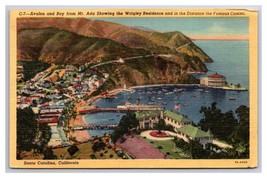 Birds Eye View Avalon Bay Santa Catalina Island CA Linen  Postcard V24 - £2.28 GBP